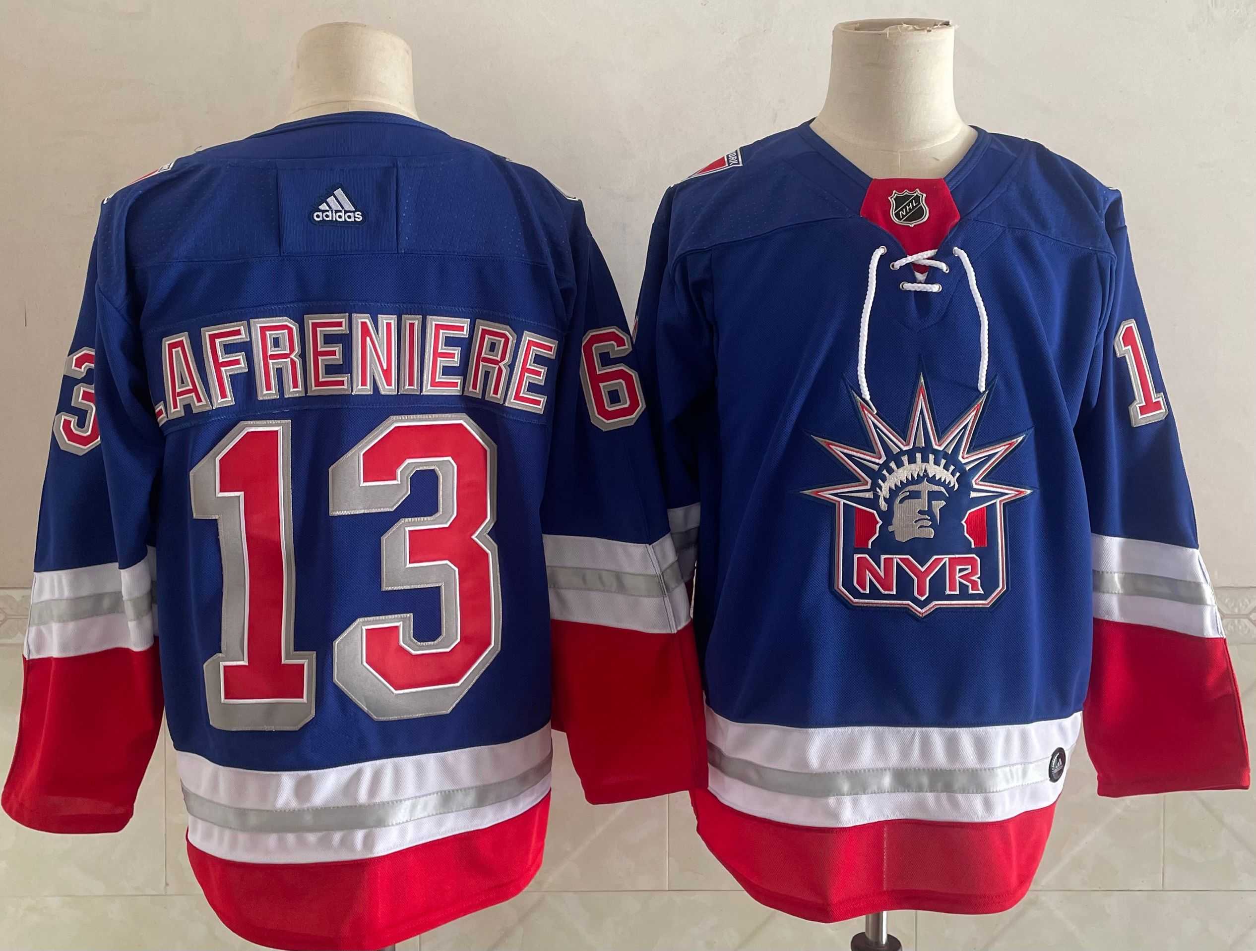 Men New York Rangers 13 Afreniere Blue Authentic Stitched 2021 Adidias NHL Jersey